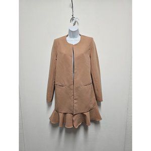 Lulus Royce Tan Flounce Blazer Size Medium